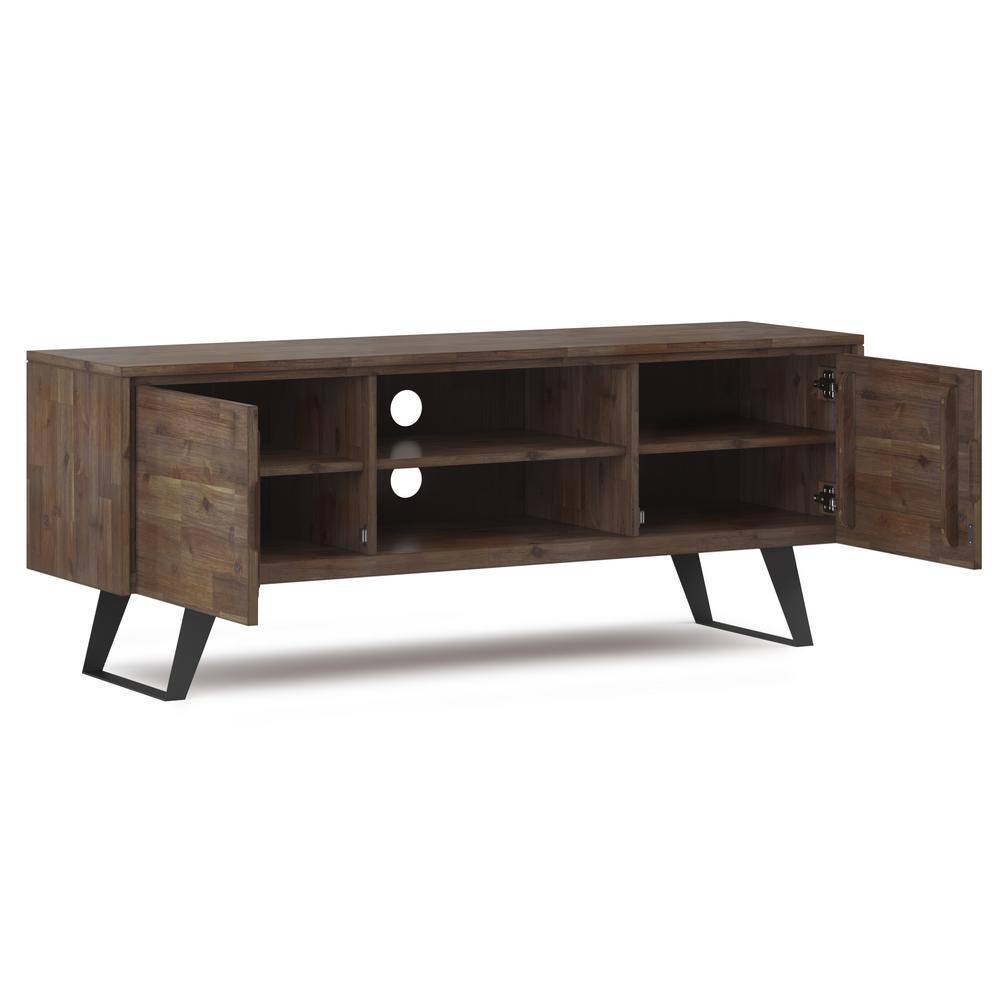 Lowry 63" Rustic Brown Acacia TV Stand with Metal Legs