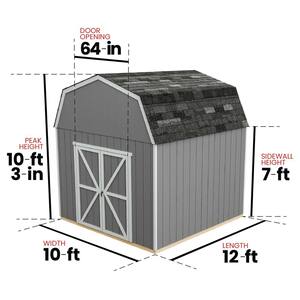 Professionally Installed Braymore 10 ft. x 12 ft. Outdoor Wood Shed with Smartside- Driftwood Grey Shingle (120 sq. ft.)