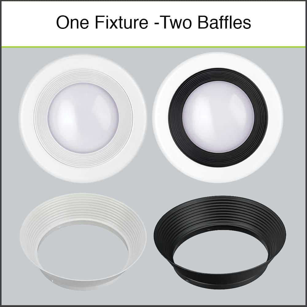4-Inch White Aluminum LED Recessed Downlight with Adjustable Color and Brightness