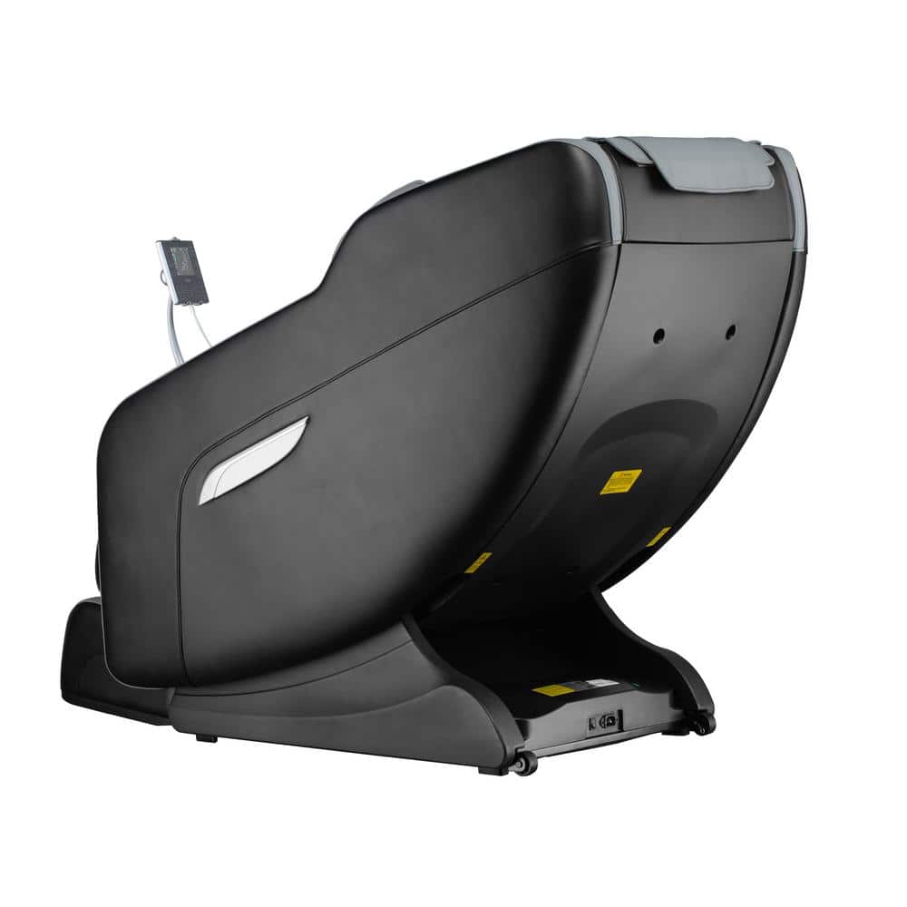 Black and Gray Faux Leather Full Body Massage Chair with Heating and USB Port