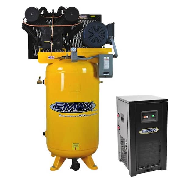 EMAX Industrial PLUS Series 80 Gal. 7.5 HP 1-Phase 2-Stage Stationary Electric Air Compressor with 30 CFM Dryer
