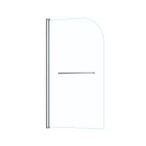 31 in. W x 55 in. H Frameless Sliding Tub Door in Brushed Nickel with Clear Tempered Glass