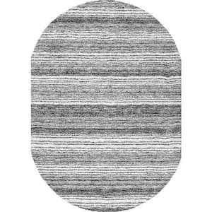 Drey Ombre Shag Gray Multi 6 ft. x 9 ft. Oval Rug