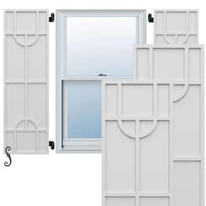 EnduraCore Nordic Modern Style 18-in W x 79-in H Raised Panel Composite Shutters Pair in White