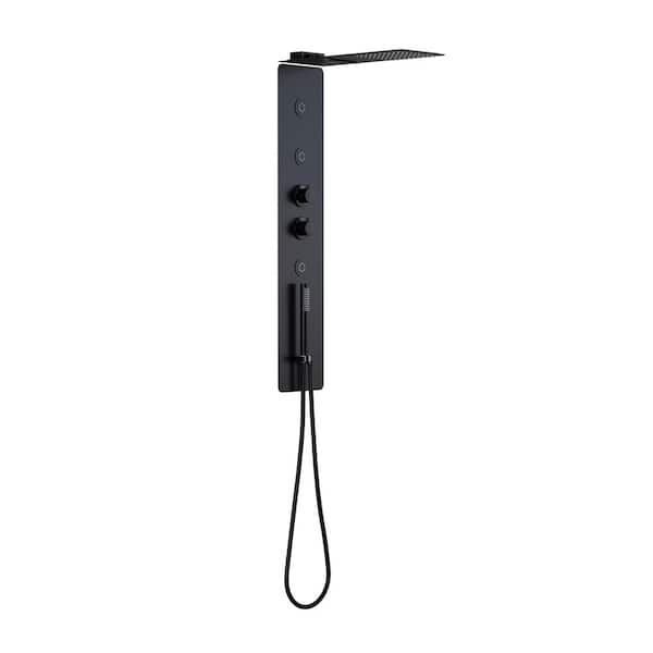 3-Jet 4-Function Shower System with Rainfall Waterfall Shower Head and Hand Shower Wand in Matte Black