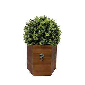 Large 24 in. Plastic Artificial Faux Ball Topiary in Redwood Pot