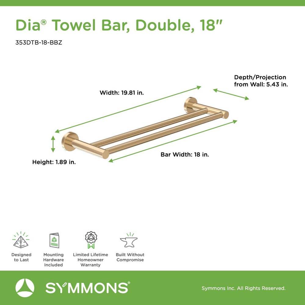 Brushed Bronze 18" Wall Mounted Double Towel Bar