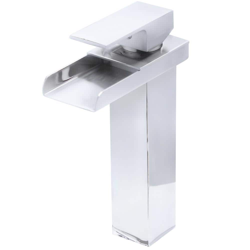 Chrome Single-Hole Single-Handle Bathroom Faucet with Brass Handle