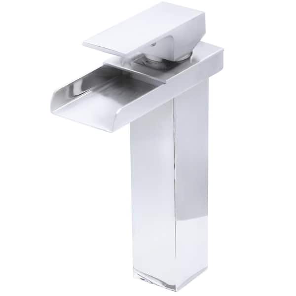 Novatto CRAVEN Single Handle Waterfall Single Hole Lavatory Bathroom Faucet in Chrome