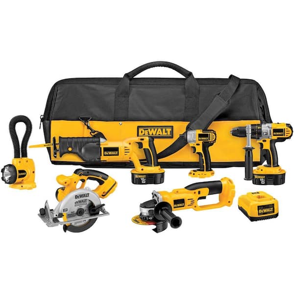 DEWALT 18-Volt XRP NiCd Cordless Combo Kit (6-Tool) with (2) Batteries 2.4Ah, 1-Hour Charger and Contractor Bag