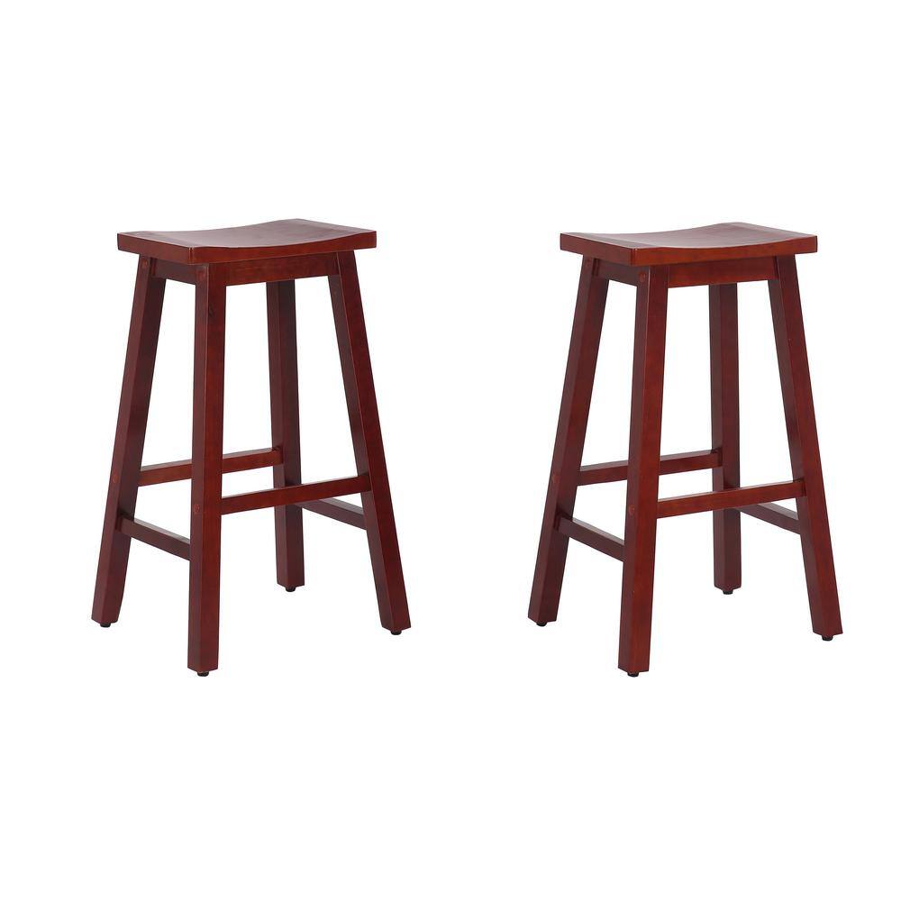 Cherry 29" Backless Saddle Wood Counter Stool Set