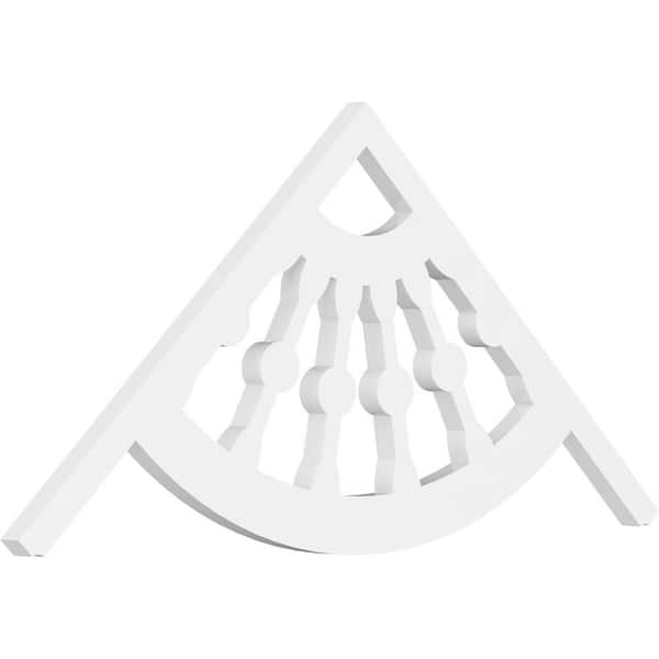 Ekena Millwork 1 in. x 36 in. x 16-1/2 in. (11/12) Pitch Classic Wagon Wheel Gable Pediment Architectural Grade PVC Moulding