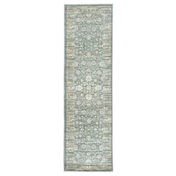 Unbranded Seriate Light Green 2 ft. x 8 ft. Traditional Vintage Area Rug