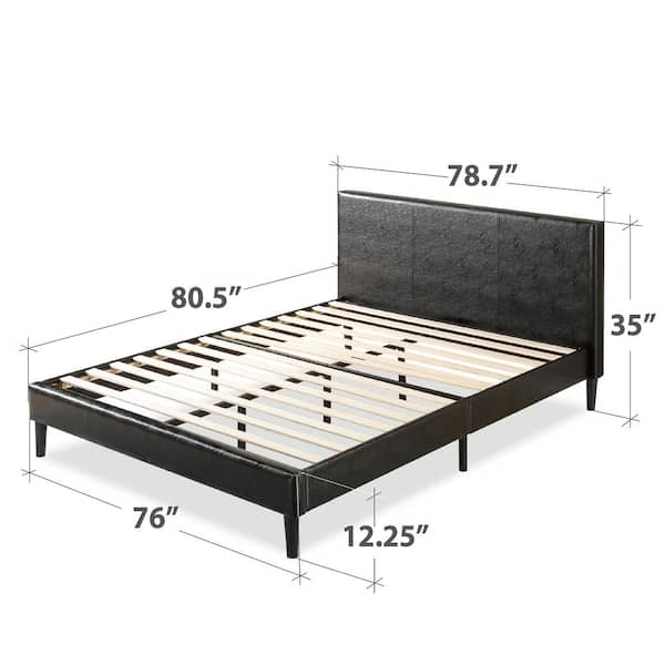 Zinus Jade Black Faux Leather, King Size Flat Bed Frame
