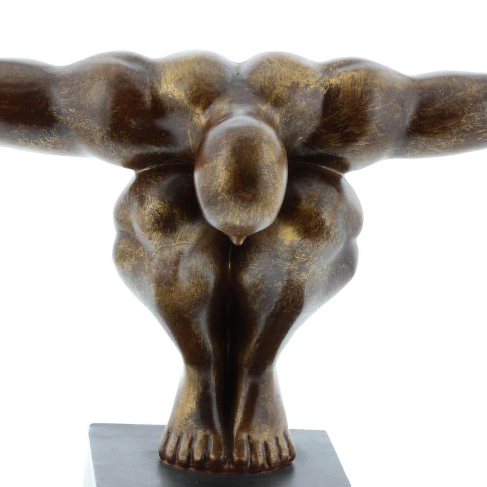Elegant Bronze Polystone Diver Statue with Black Base - 4" x 20" x 11"