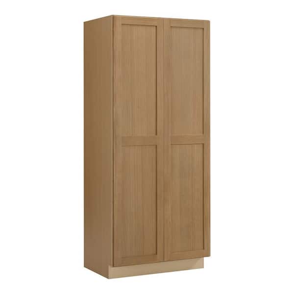 Avondale 36 in. W x 84 in. H x 24 in. D Ready To Assemble Plywood Shaker Wide Pantry Cabinet in White Oak