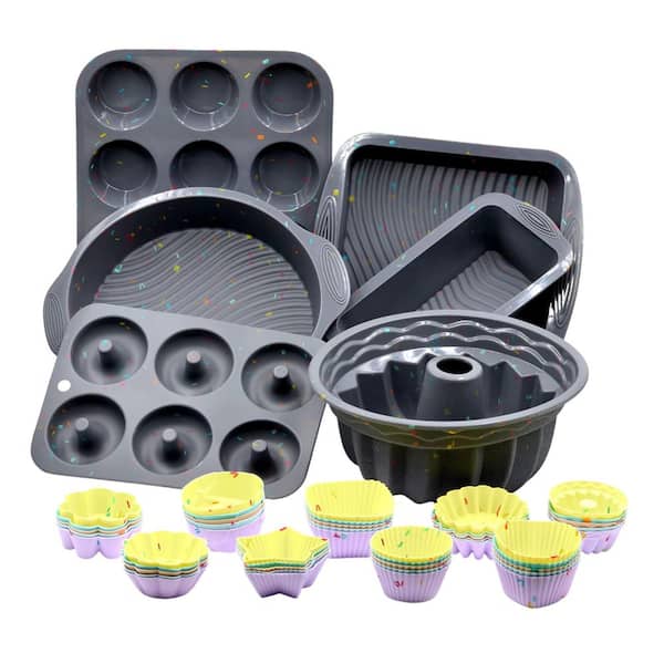 51-Piece Silicone Bakeware Set Nonstick Assorted Shape Baking Pans and Molds with Muffin Cupcake Cups