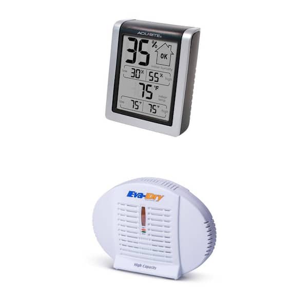 Digital Humidity and Temperature Monitor with 6 - 8 oz. Mini-Dehumidifier in White