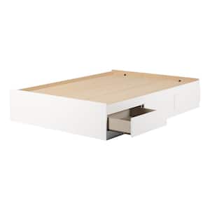 Fusion Pure White Full Size Bed 55.5 in. W with 3-Drawers