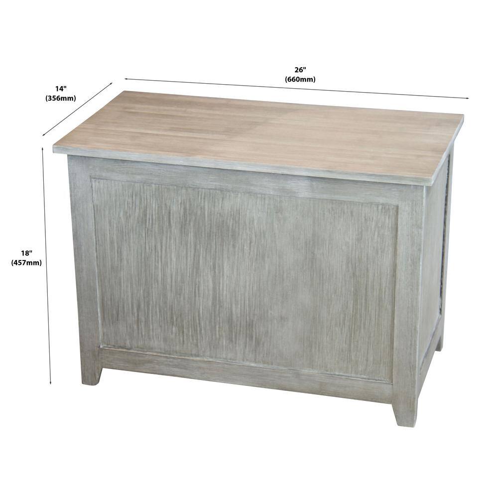 Brushed Gray Bamboo Storage Chest Bench with Safety Hinge