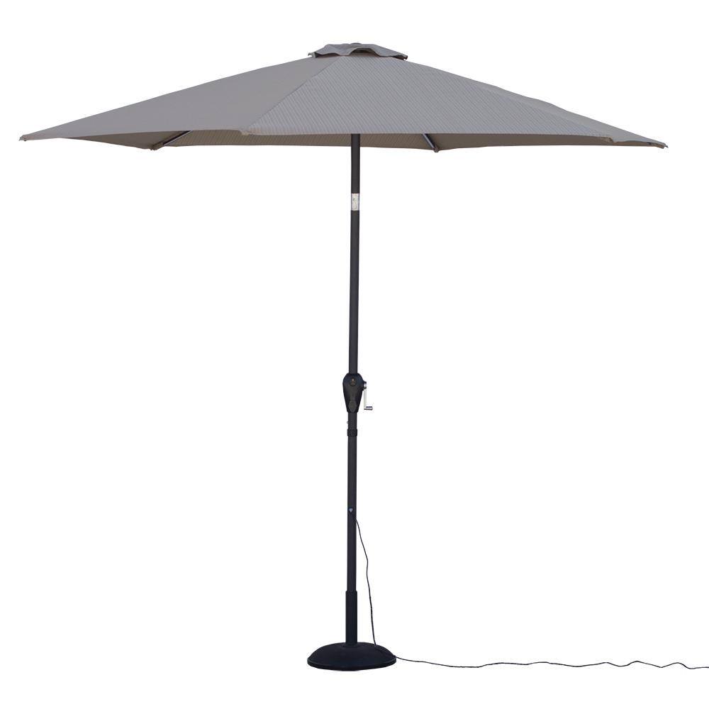 9 ft. W x 9 ft. D x 8 ft. H Round Tilting Patio Umbrellawith Warm LED