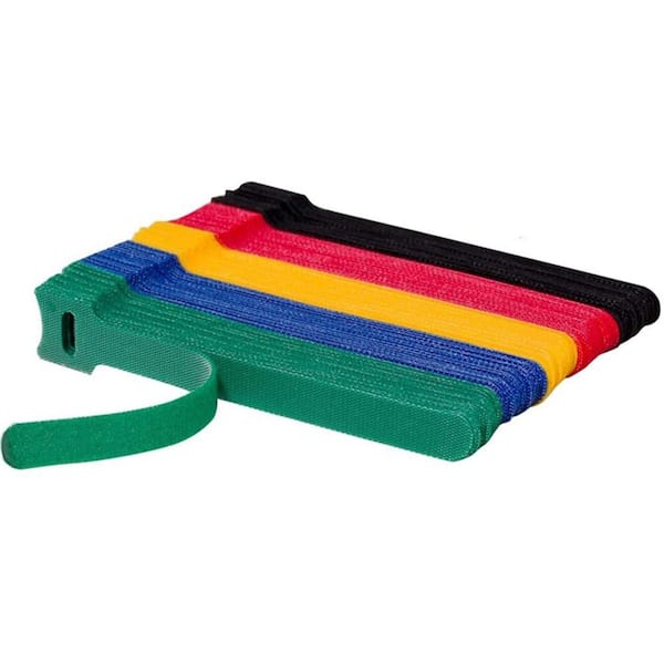 6 in. Reusable Fastening Cable Ties Cord Management Organizer Multi-Color 100 Pack