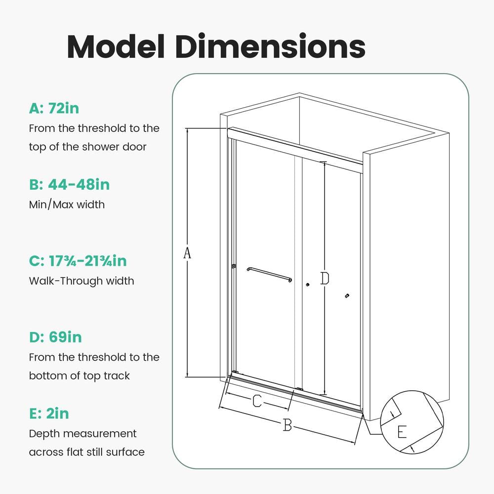 Chrome Semi-Frameless Double Sliding Shower Door with Clear Glass