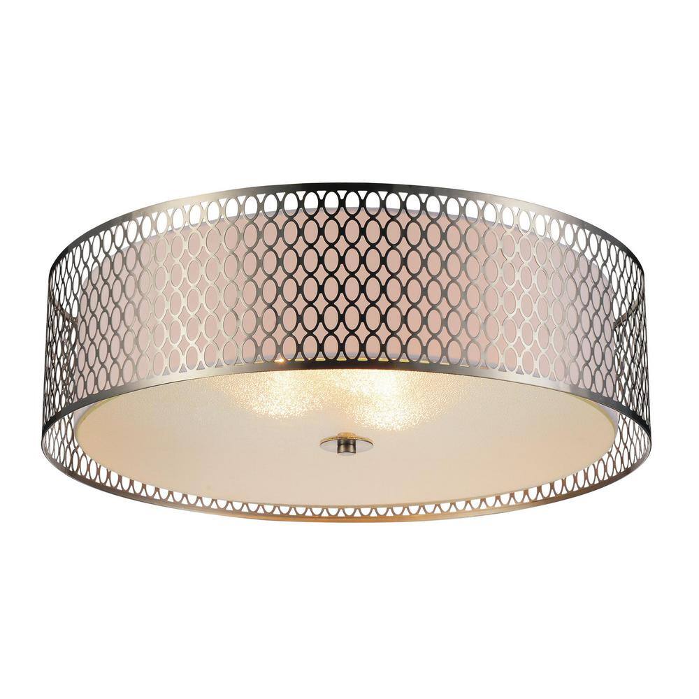 CWI Lighting Mikayla Light Drum Shade Flush Mount With Satin Nickel  Finish 5555C22SN The Home Depot