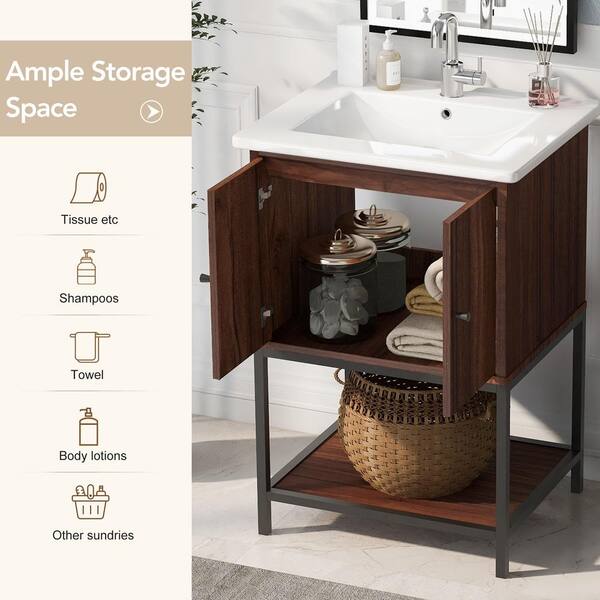 Xzkai 24 in. W x 18 in. D x 34 in. H Single Sink Bath Vanity in