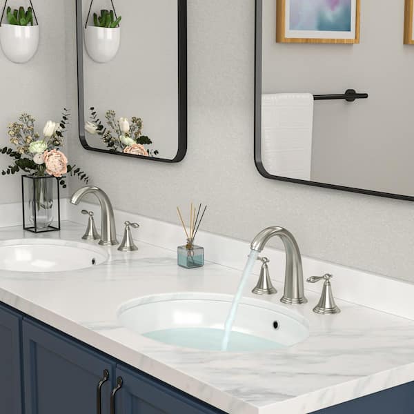 8 in. 2 Handle 3 Hole Widespread Bathroom Faucet for Sink in Brushed Nickel