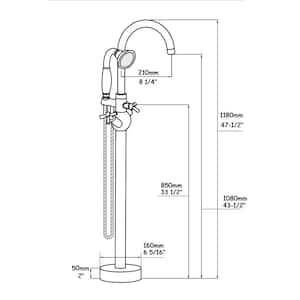 2-Handle Cross Handle Freestanding Tub Faucet with Hand Shower in Oil Rubbed Bronze