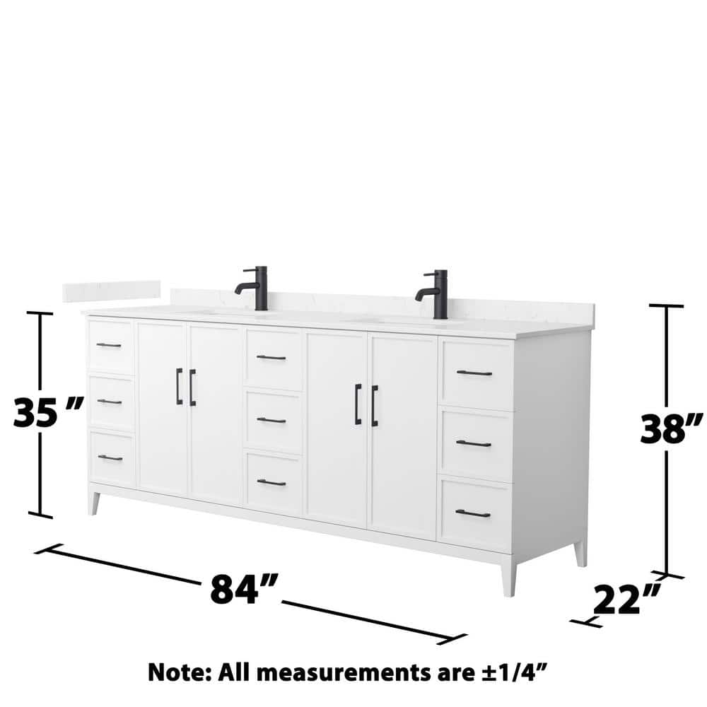 Elan 84'' White Double Bathroom Vanity with Cultured Marble Top