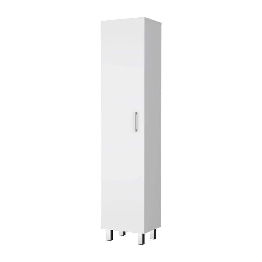 15.75 in. W x 12.32 in. D x 70.87 in. H White Linen Cabinet with 1-Door and
