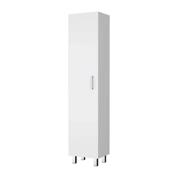 Unbranded 15.75 in. W x 12.32 in. D x 70.87 in. H White Linen Cabinet with 1-Door and 4-Shelves