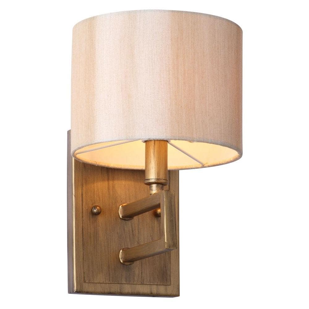 Catena Antique Gold 9.5" Contemporary Steel Wall Sconce with Cream Shade