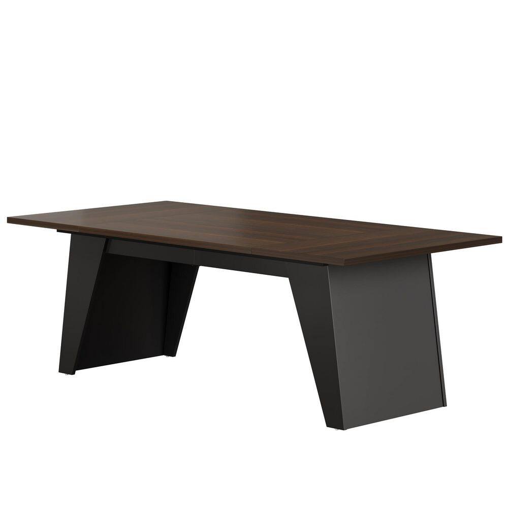 Halseey 70.87 in Rectangular Brown Black Wood Computer Desk Home office School Writing Study 2-Person Workstation Table price history on PriceWatchPro