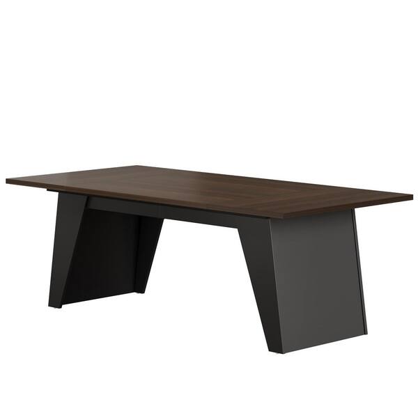 BYBLIGHT Halseey 70.87 in Rectangular Brown Black Wood Computer Desk Home office School Writing Study 2-Person Workstation Table