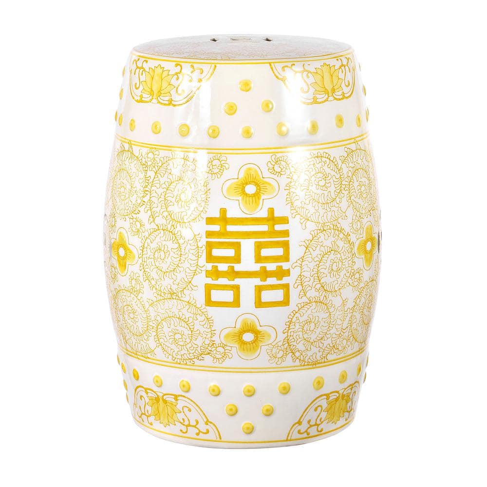 JONATHAN Y Double Happiness 18 in. Chinoiserie Ceramic Drum JONATHAN Y Double Happiness 18 in. Chinoiserie Ceramic Drum