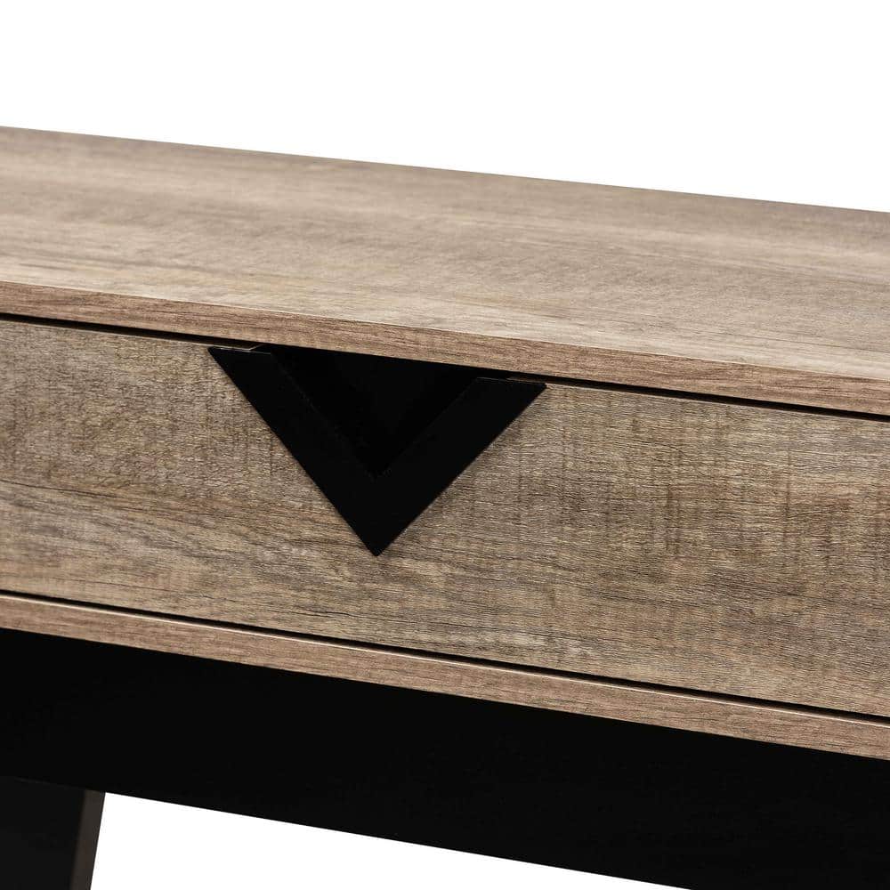 Light Brown Wood Demilune Console Table with Storage