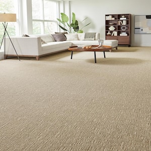 Star of the Show Gentle Seashell Beige 37 oz. Polyester Pattern Installed Carpet