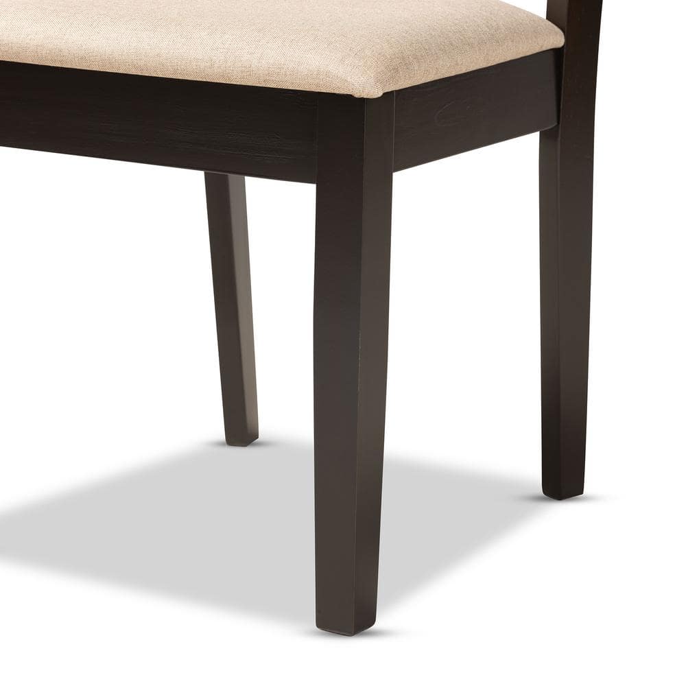 Nicolette Sand Fabric and Dark Brown Wood Upholstered Dining Chair