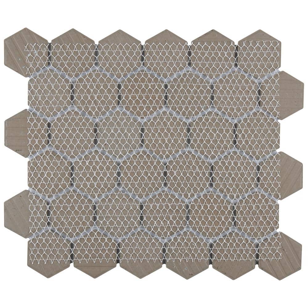 Modern Glossy Hexagon Porcelain Mosaic Tile in Soothing Gray