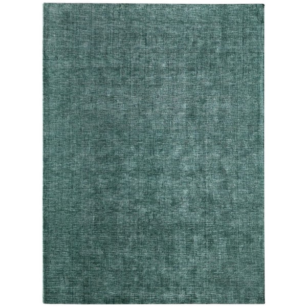 Green 8 x 11 ft. Woven Solid Color Rectangle Indoor Area Rug