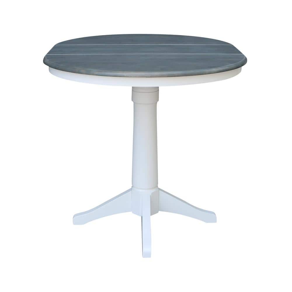 Heather Gray & White Solid Parawood 36" Round Extendable Counter Table