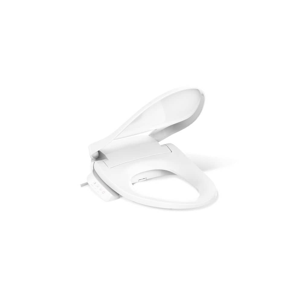 White Elongated Warm Water Bidet Toilet Seat with UV Sanitizing