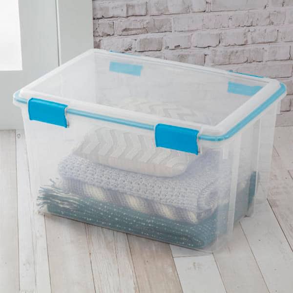 Sterilite 20 Qt Gasket Box, Stackable Storage Bin With Latching