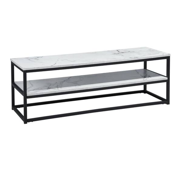 Homy Casa Facto 47.2 in. White Faux Marble TV Stand Fits TV's up to 50