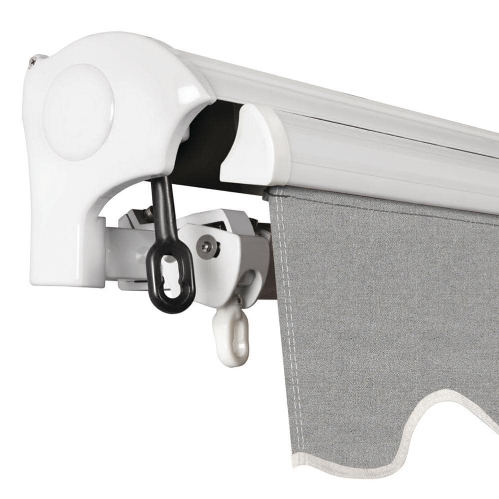 Heather Gray Motorized Retractable Patio Awning with Acrylic Fabric