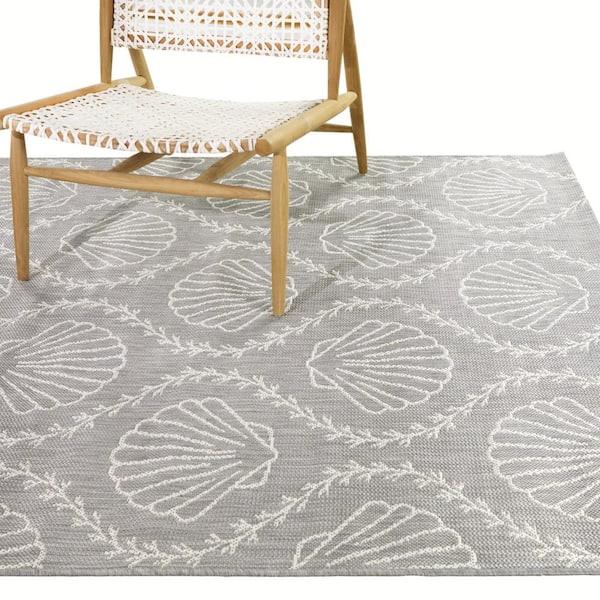 Maiano Taupe 8 ft. x 10 ft. Seashells Indoor/Outdoor Area Rug