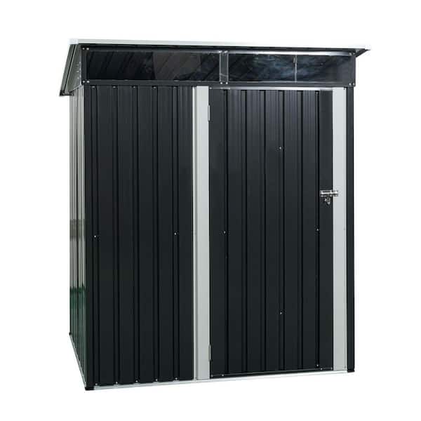 Outdoor Storage Shed 5 ft. W x 3 ft. D Metal Shed with Transparent Plate and Sliding Door Black (15 sq. ft. )